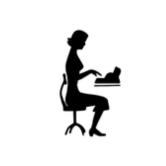 アイコン:モノクロで表現された女性のが机に向かう横姿