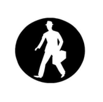 アイコン:モノクロで表現されたハットを被った男性が歩く姿