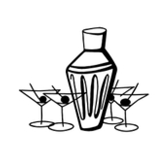 アイコン:モノクロで表現されたお酒とシェーカー
